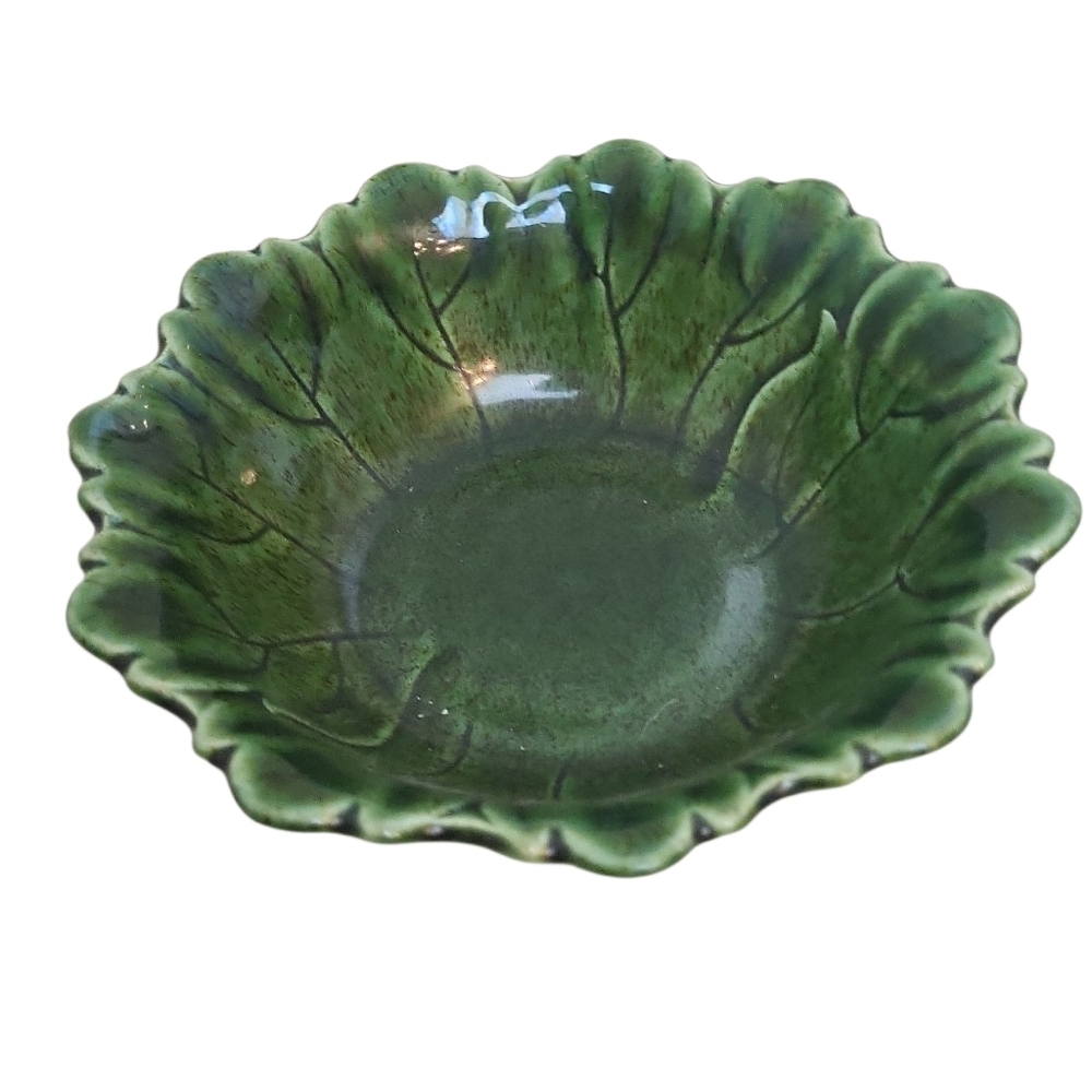 Steubenville Woodfield “Dark Green” Leaf Bowl | Vintage Mid-Century Dinnerware